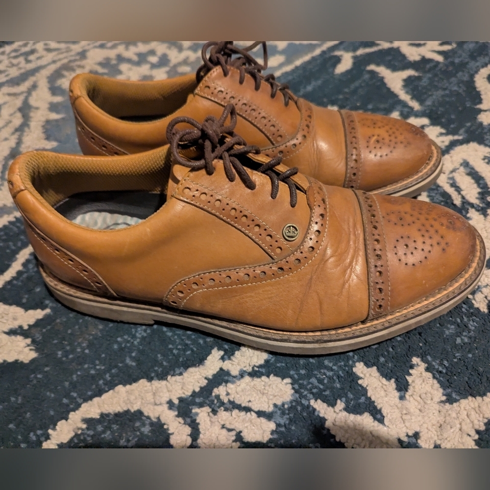Peter Millar Men's Tan Brogue Oxfords - Picture 3 of 7
